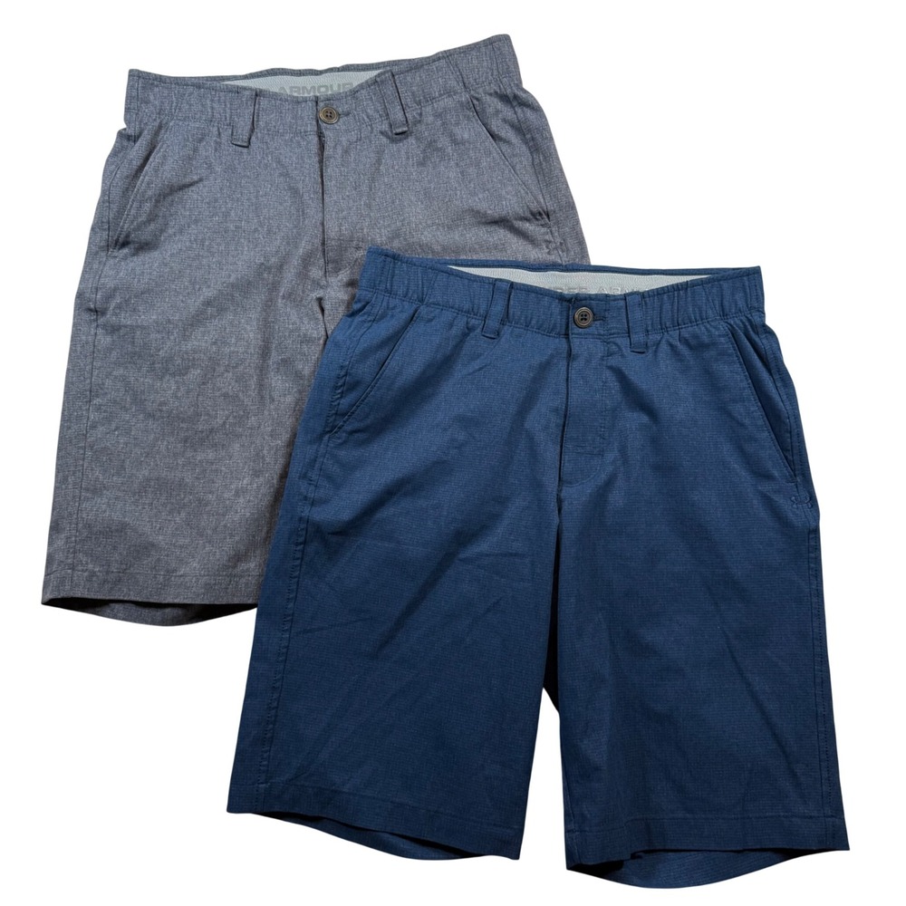 Under Armour Match Play Golf Shorts Mens 30 Grey Navy Blue Heathered Bundle 2pk